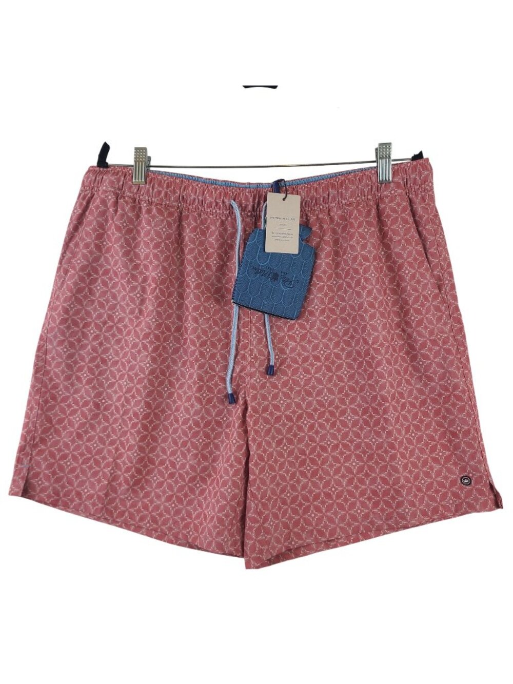 NEW Peter Millar Crown Men's Swim Trunks Red Coral Sz XL Geometric Mesh Lining